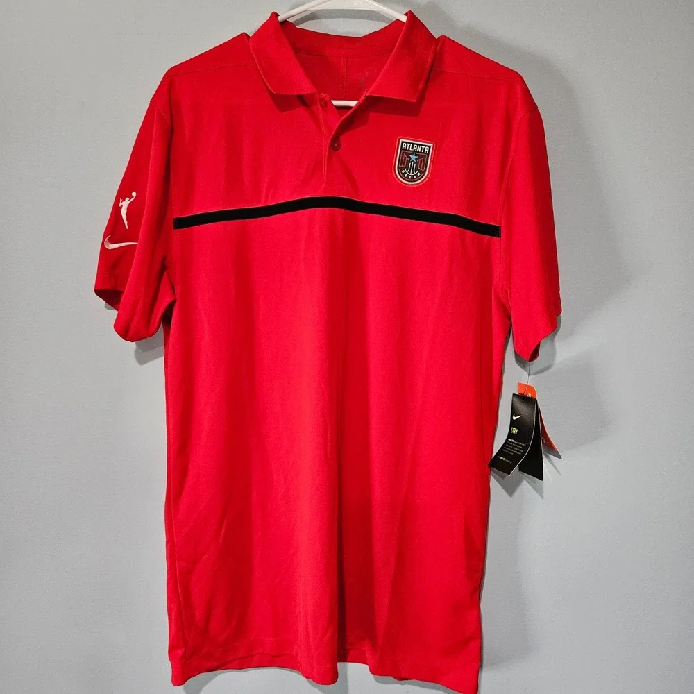 Nike Atlanta Dream WNBA Mens Red Dri-FIT Performance Polo Shirt CV4800-657 M